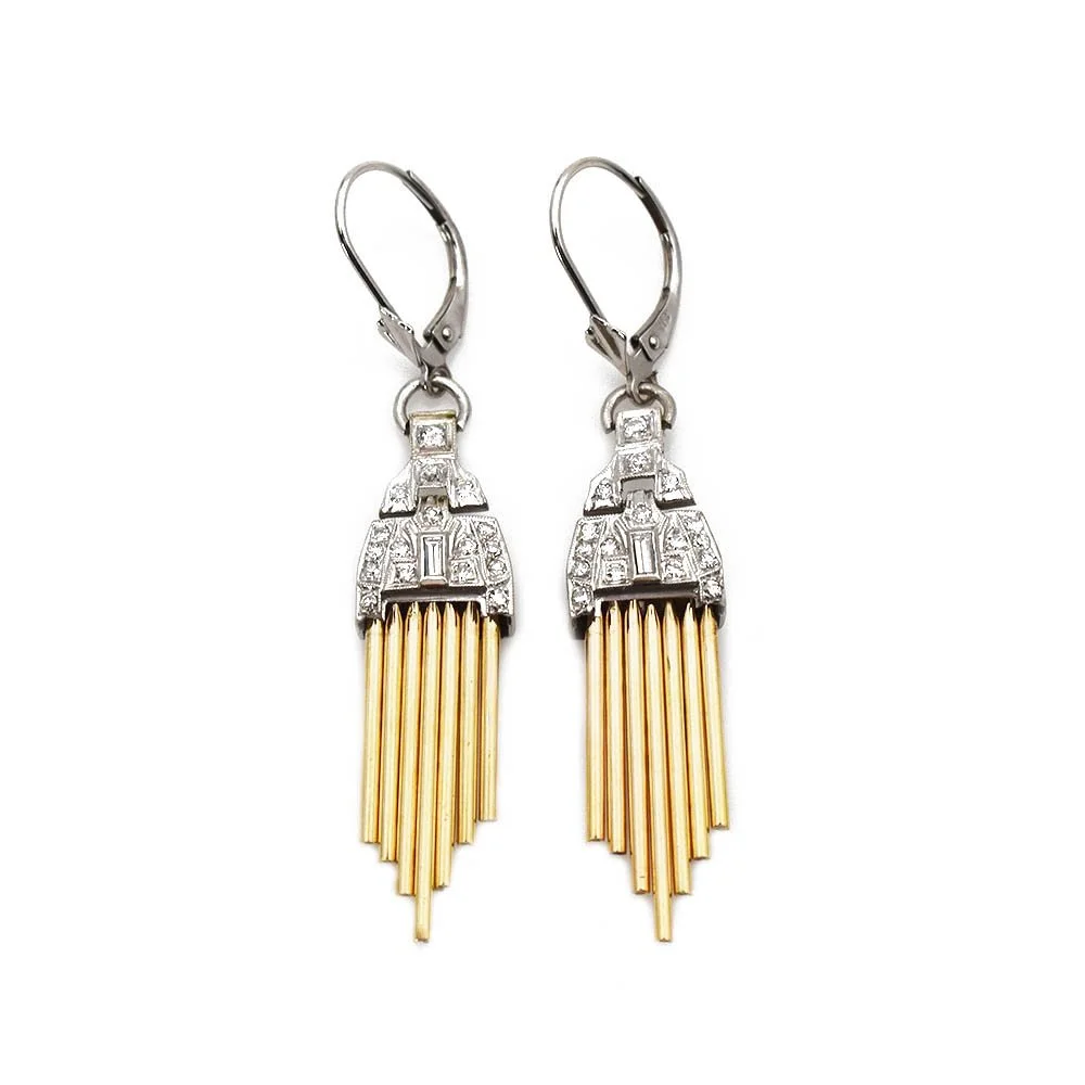 James Cleland Pipe Organ Earrings Diamond Platinum