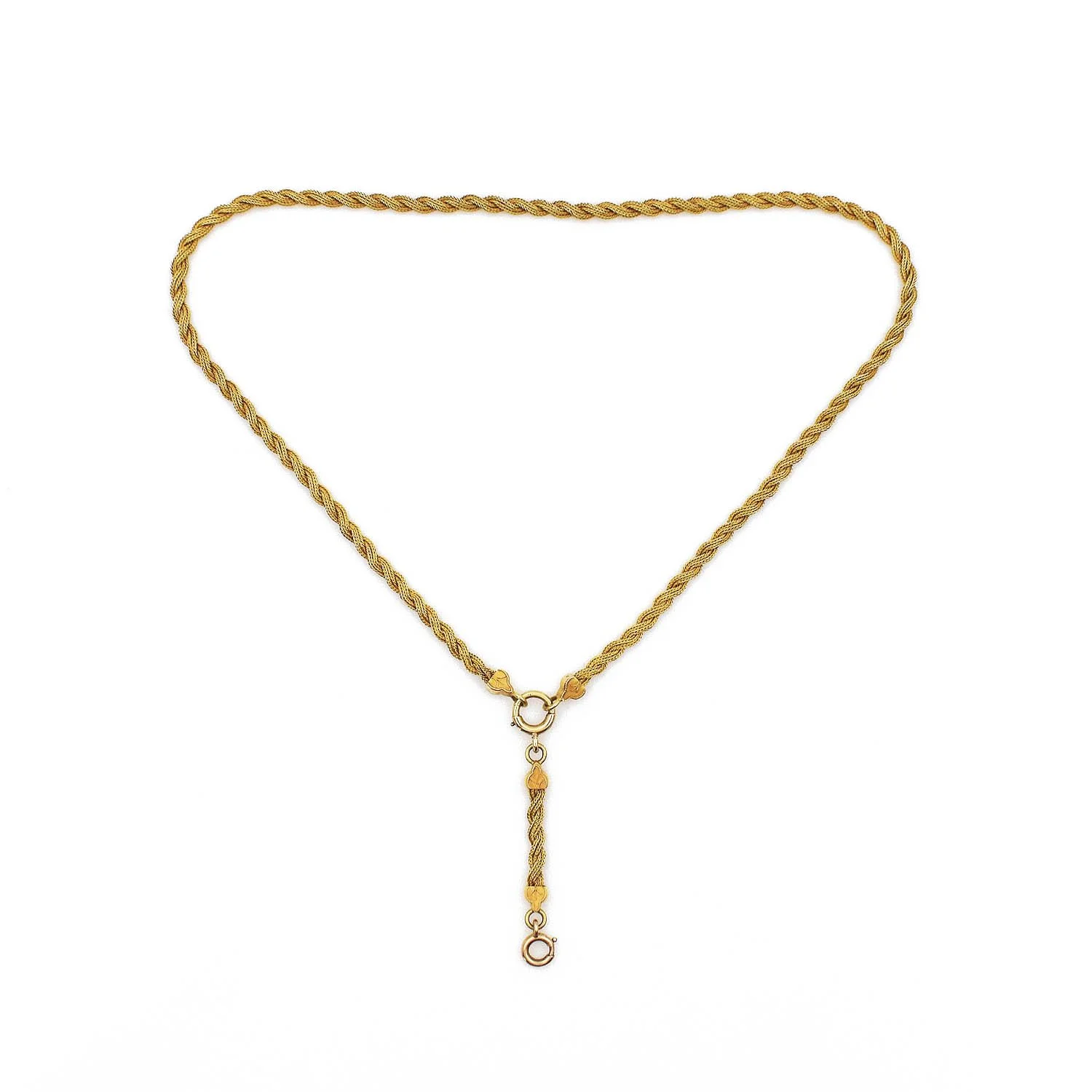 Antique Victorian Foxtail Mesh Chain Necklace Gold