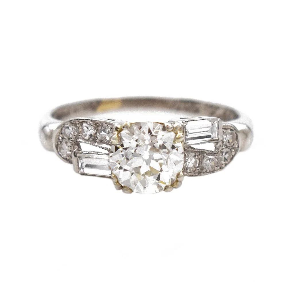 Art Deco Diamond Ring Platinum with GIA Report