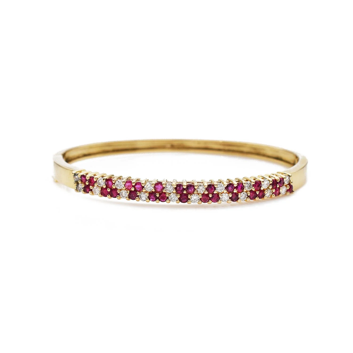 Ruby Diamond Hinged Bangle Gold