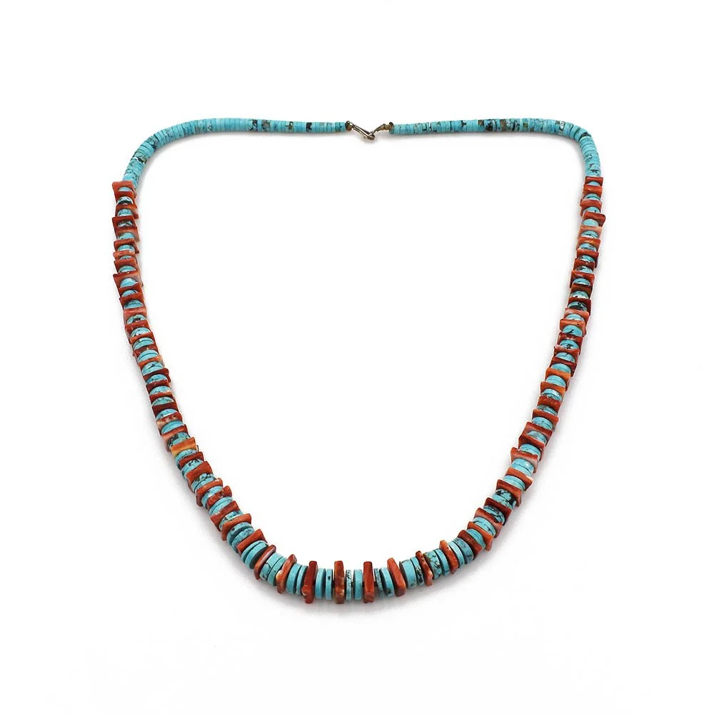 Turquoise Heishi Spiney Oyster Shell Necklace