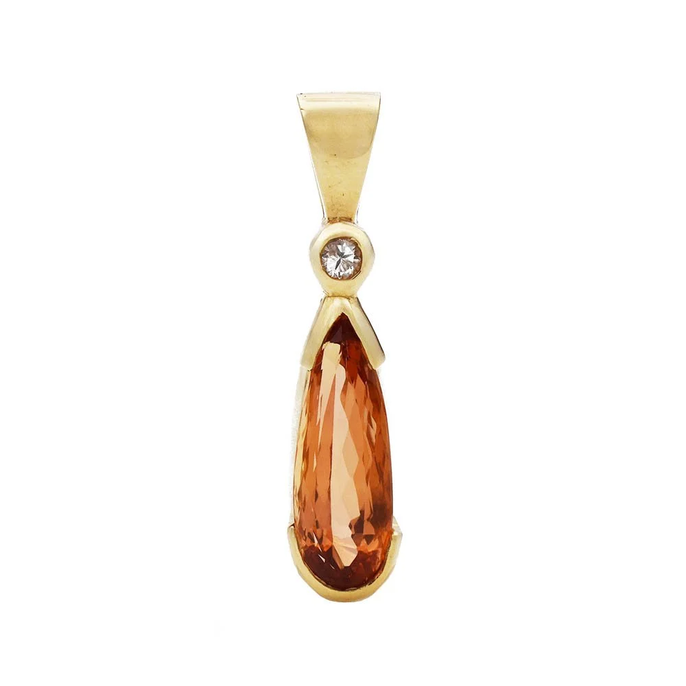 Imperial Topaz Diamond Pendant Gold with SGL Report