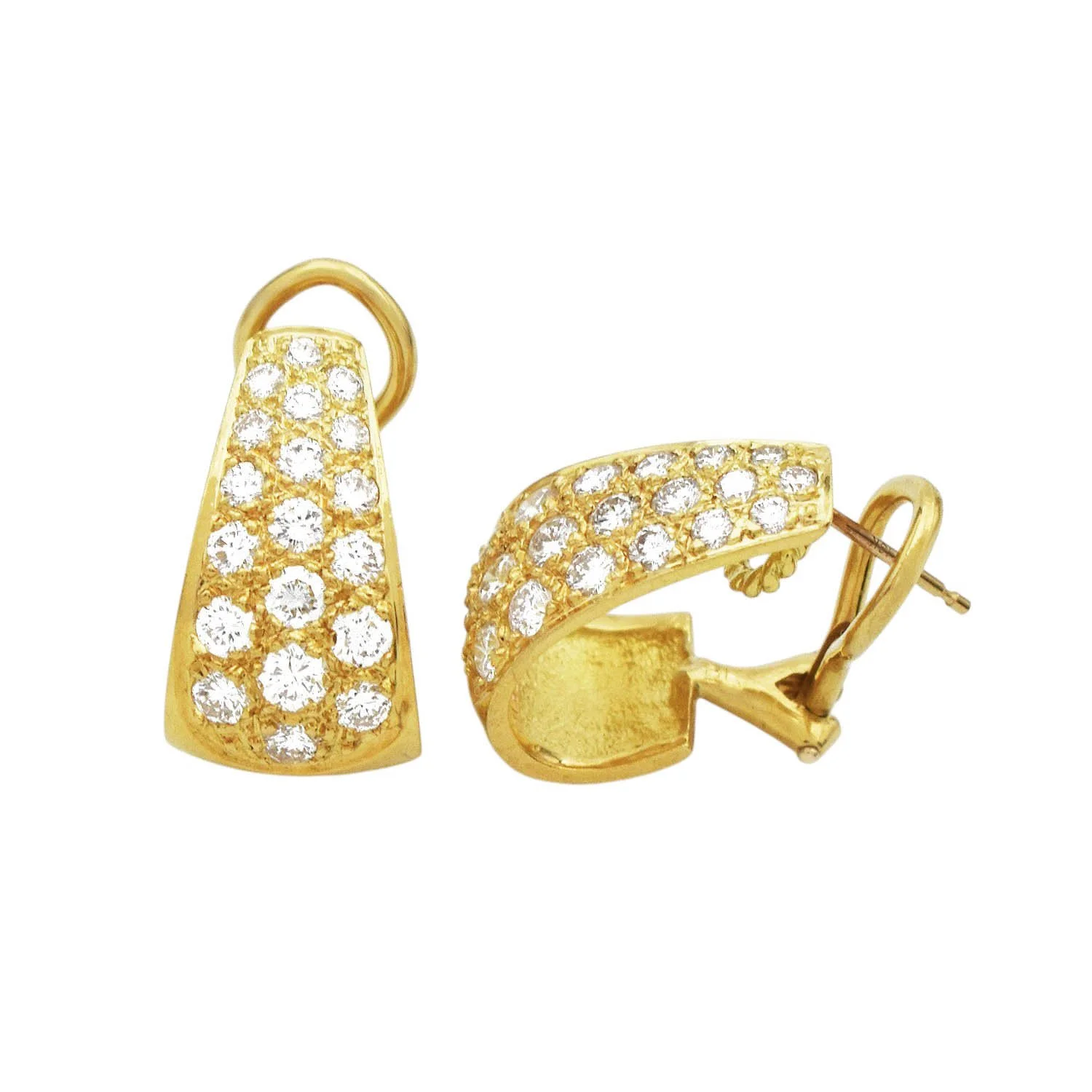 Henry Dankner Diamond J-Hoop Earrings Gold