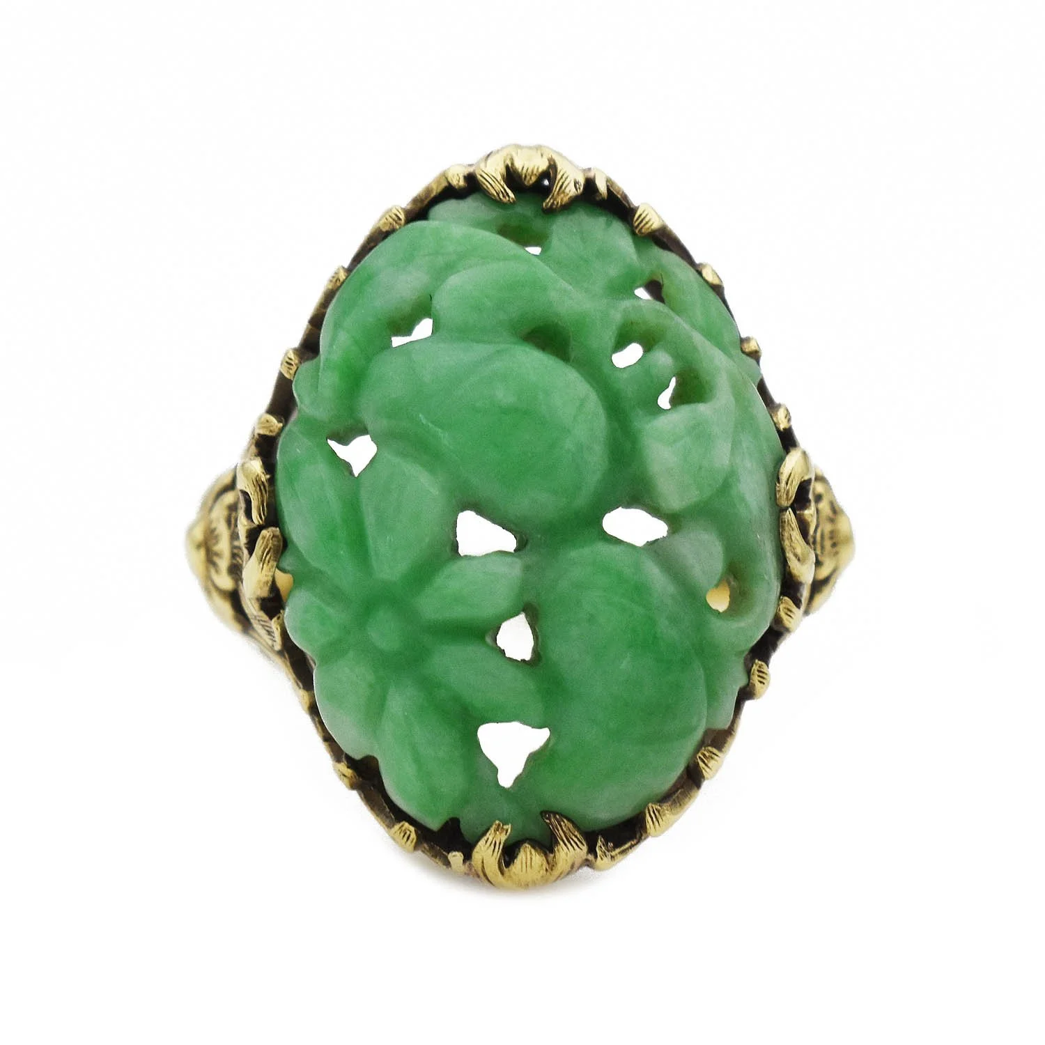 Richardson Antique Carved Jade Ring with SGL Report