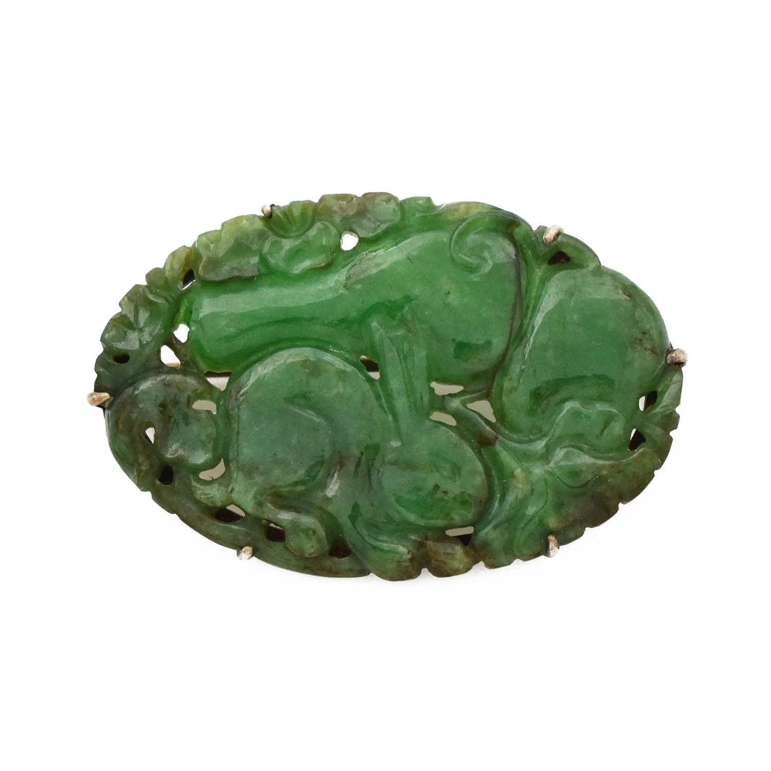 Antique Chinese Carved Crystal Jade Pin with SGL Report
