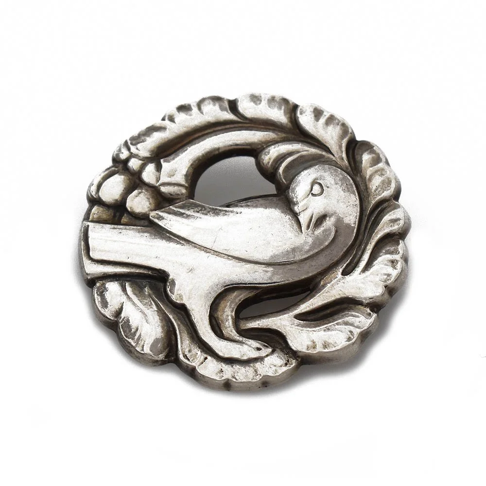 Antique Georg Jensen Bird Brooch Pin Silver