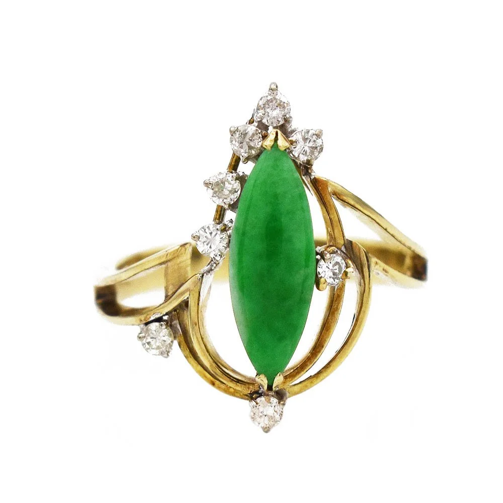 Vintage Jade Diamond Ring Gold