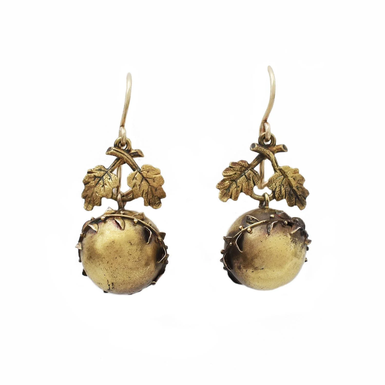 Victorian Ball Dangle Earrings Gold