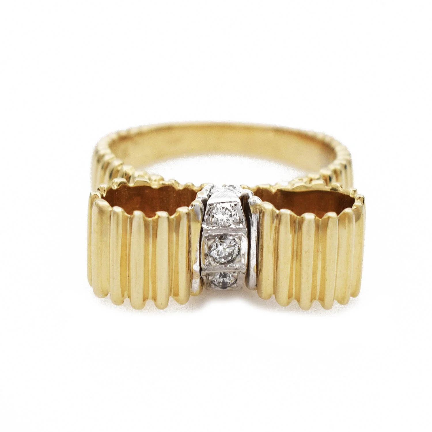Vintage Diamond Bow Ring Gold