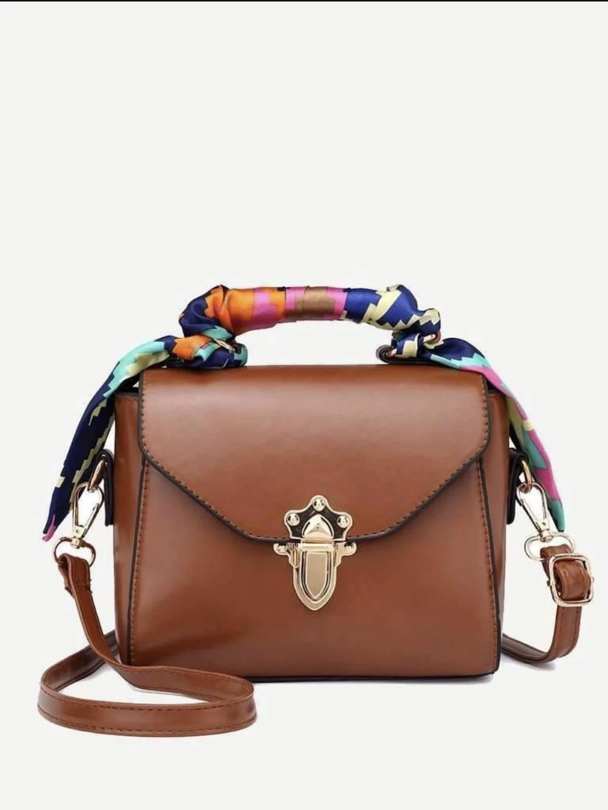 Scarf Push Lock Shoulder Bag