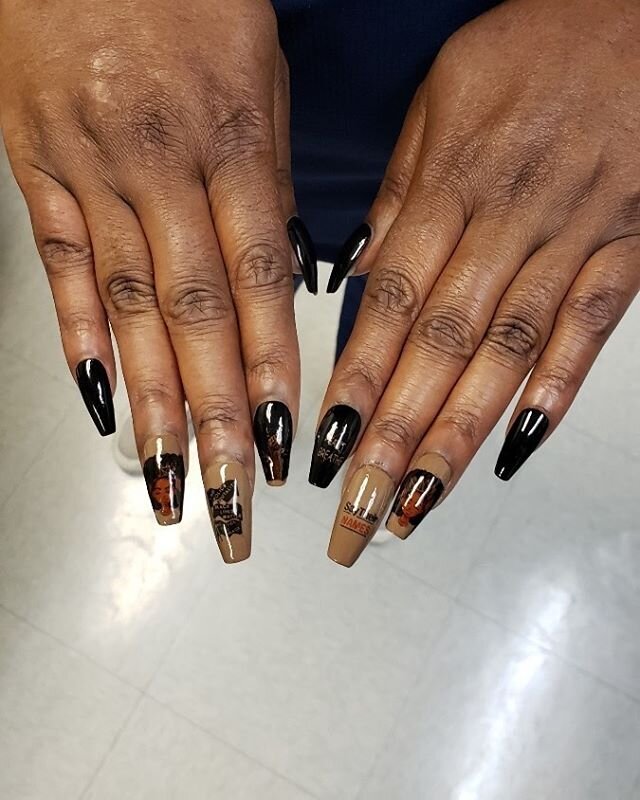 Shoutout to Angie wearing the BLM nails in a medium length coffin! #BLM #BLMnails #ig #nailartist #dcnails #blackownedbusiness