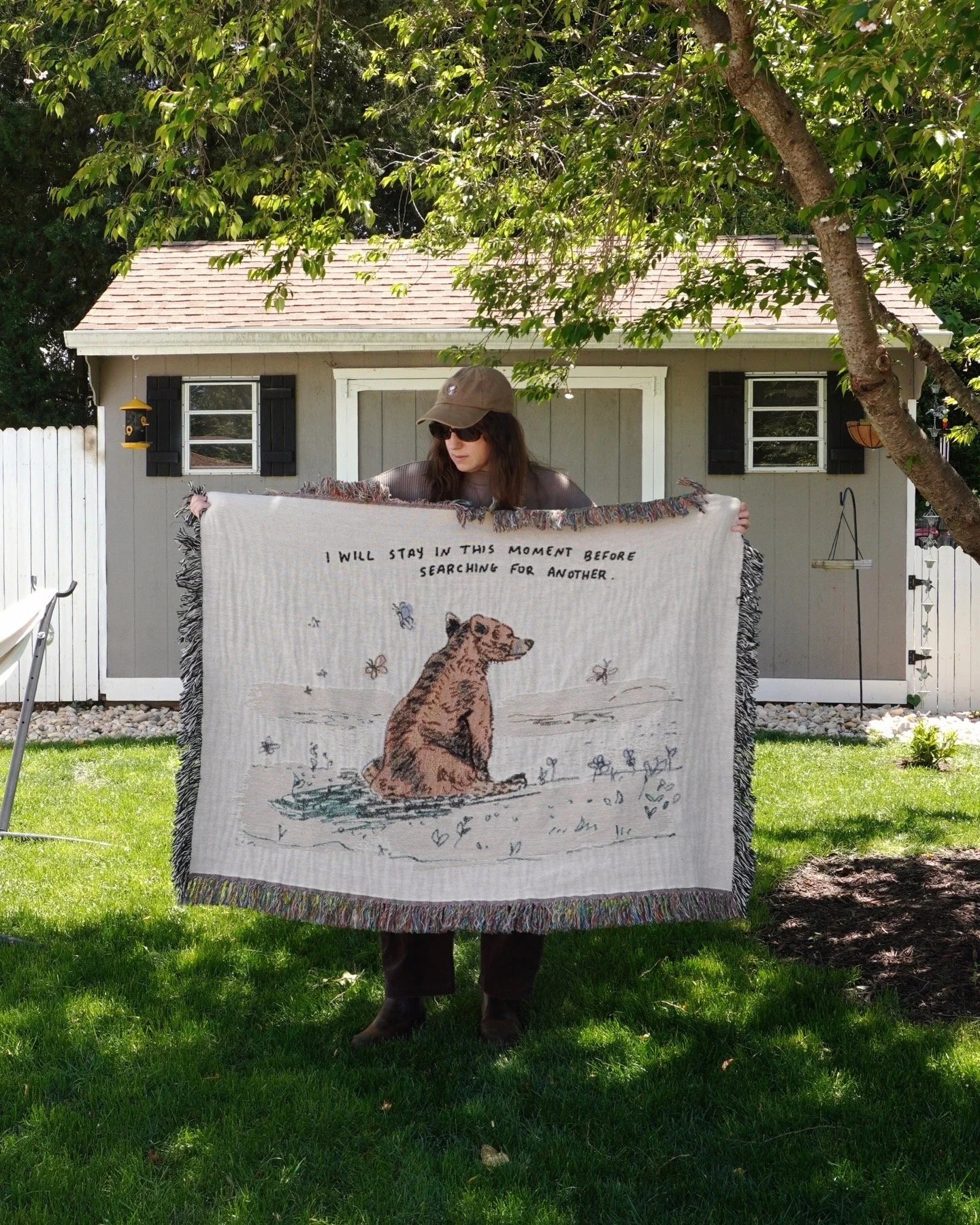 Contemplative Bear Tapestry/Blanket