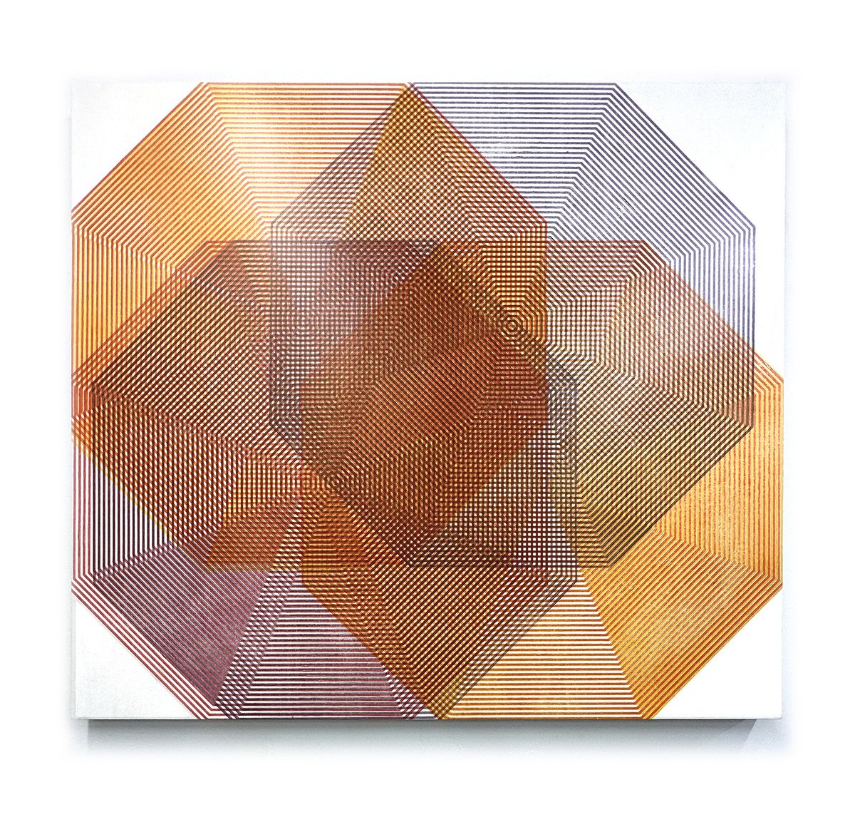 Carrie Ann Plank Elemental Lattices Orange  Red Ink and acrylic on panel 47.jpg