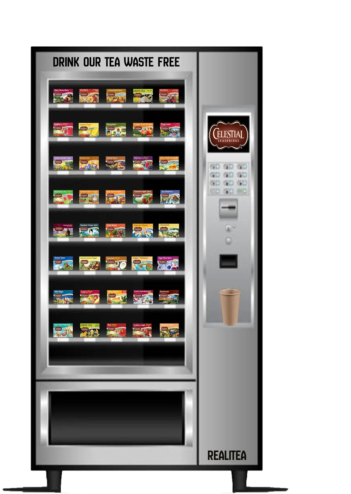  This vending machine would be solar-powered and use biodegradable cups . 