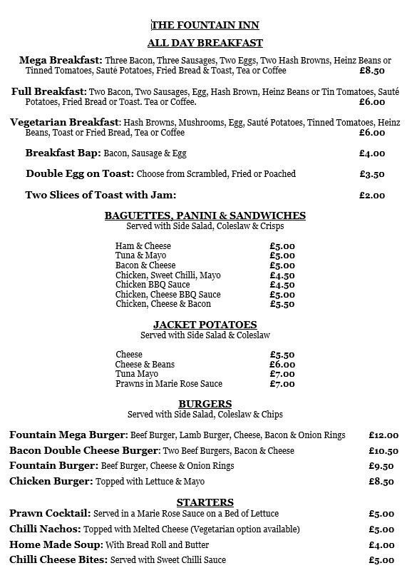 New Menus & Meals — The Fountain Inn