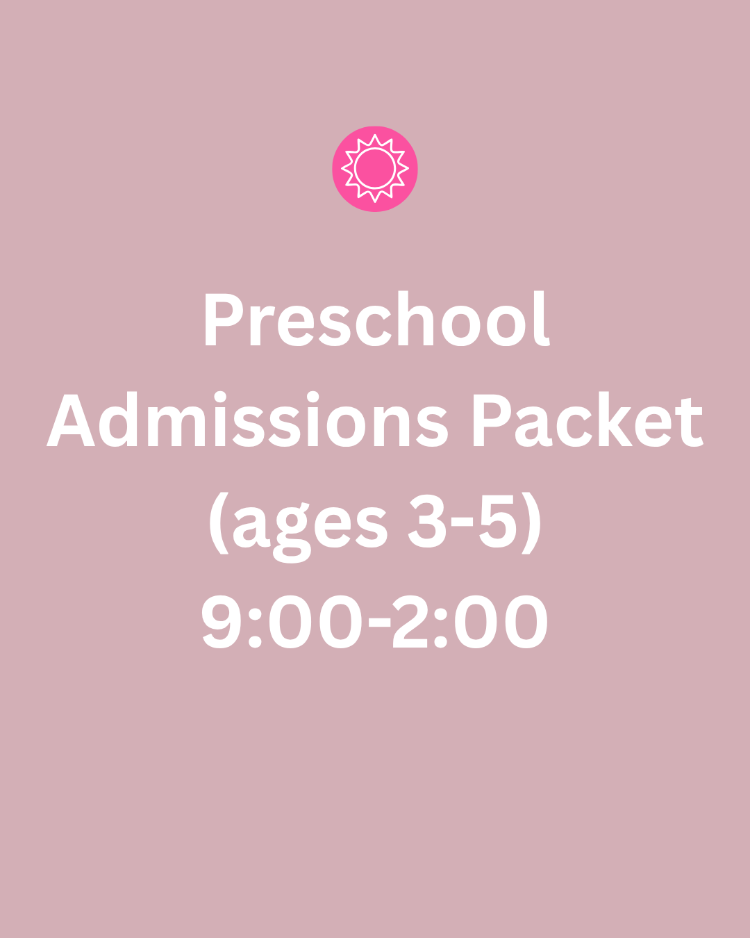 Preschool Admissions Packet