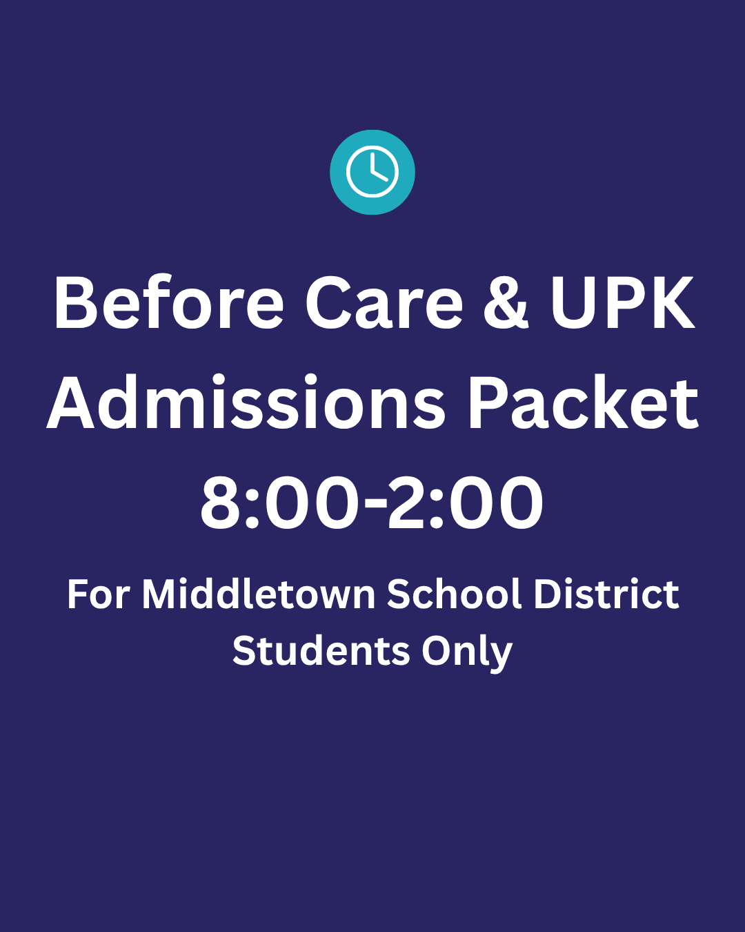 UPK admissions packet and before care