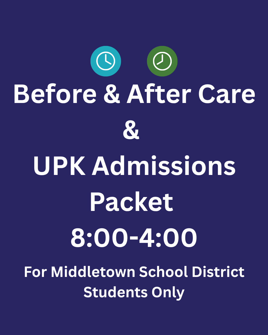 UPK admissions packet and before and after care