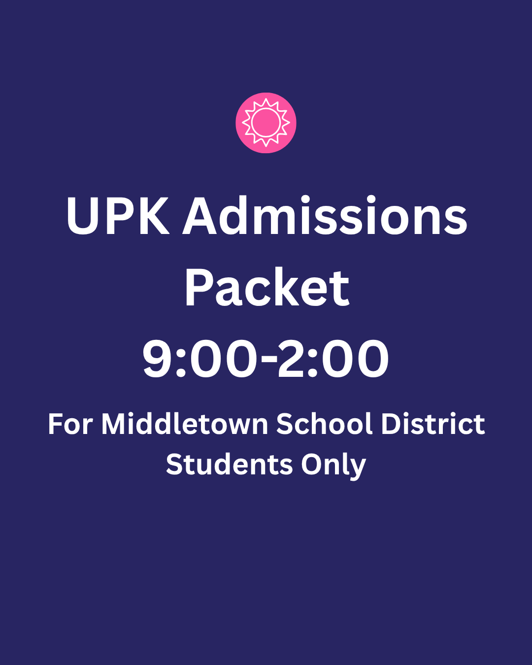 UPK admissions packet