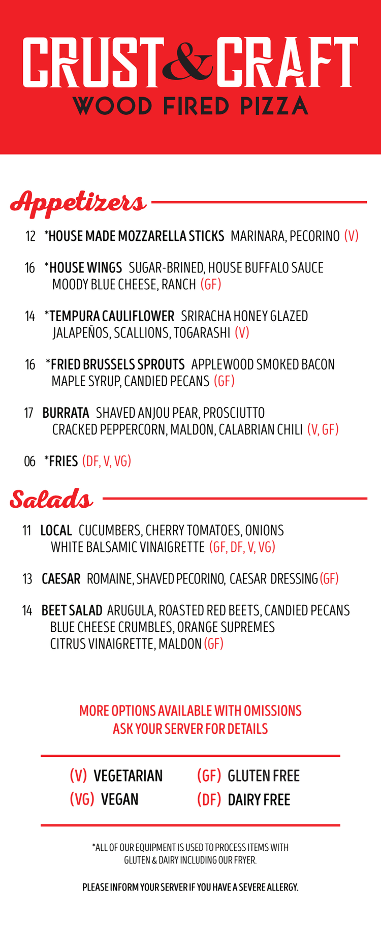Wood Fired Pizza Menu & Specials in Rehoboth | Crust & Craft