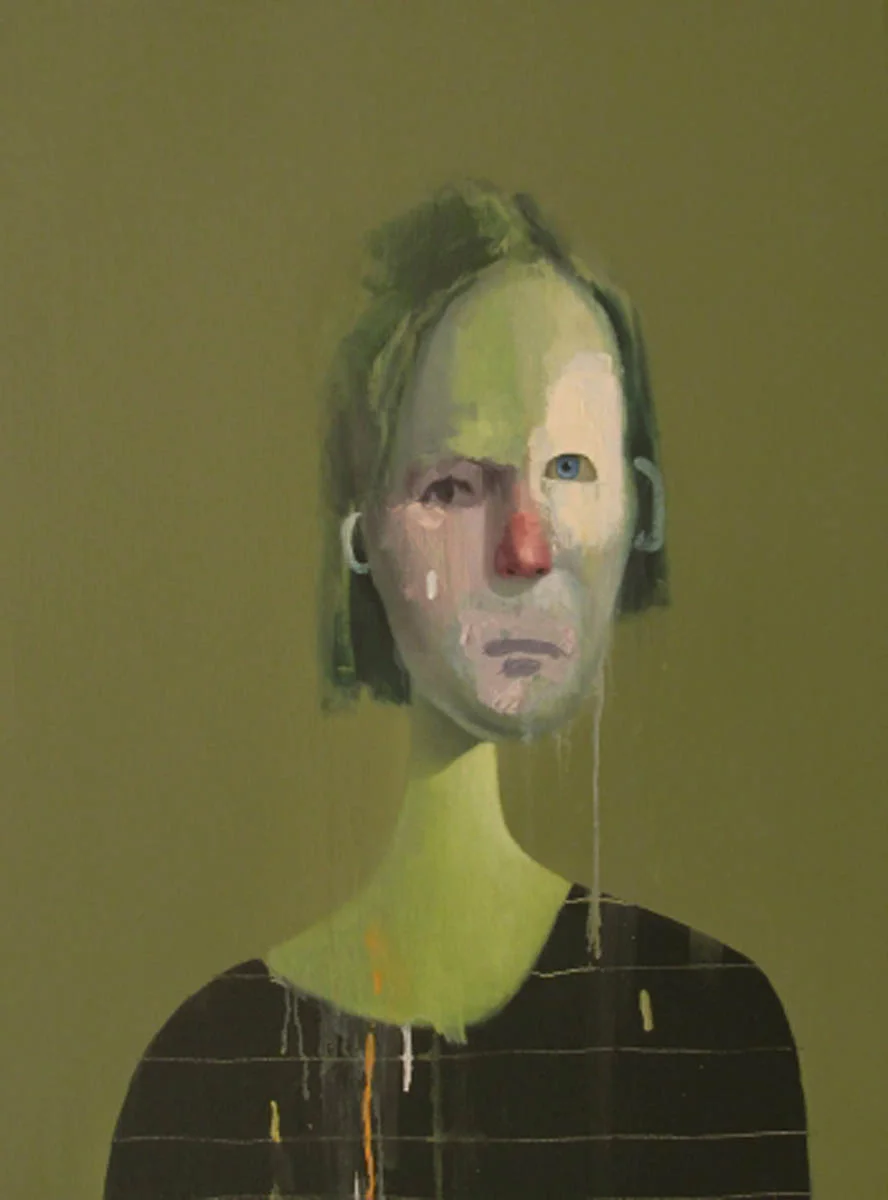 Untitled Portrait with Six Lines and Blue-Green Ear, 2011