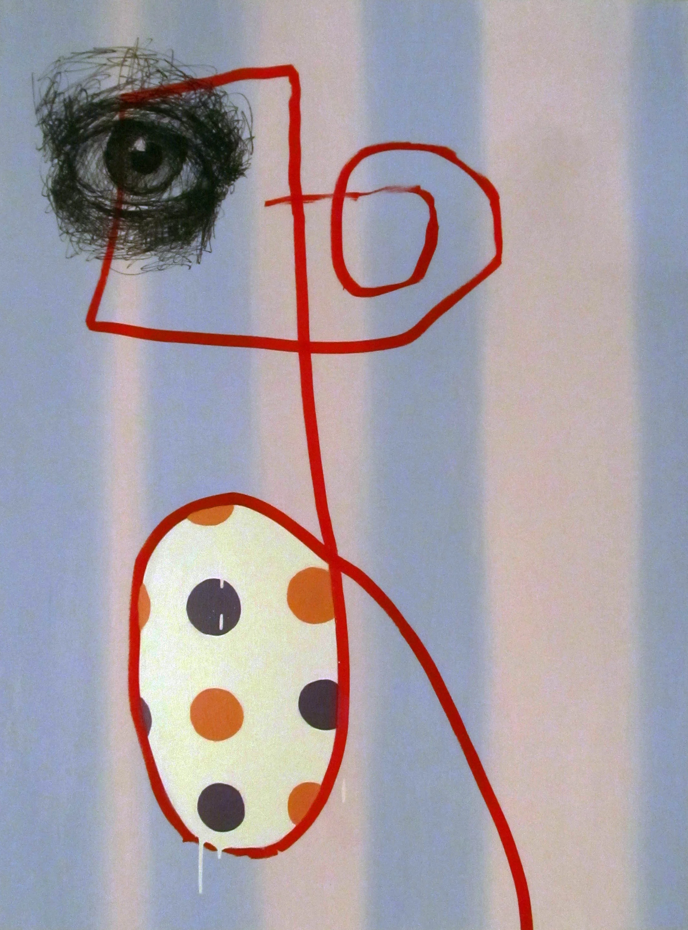 Untitled Marker Portrait with Two Purple Dots, 2013