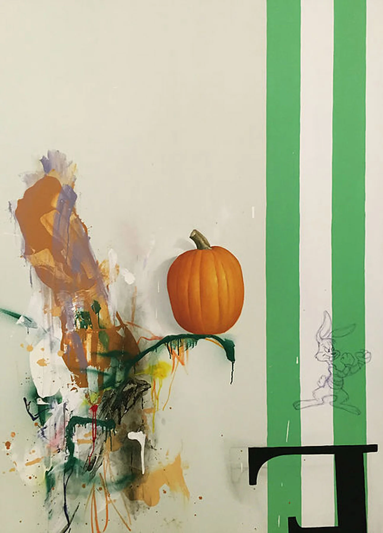 Still Life with Cartoon Rabbit and Orange Drip, 2016