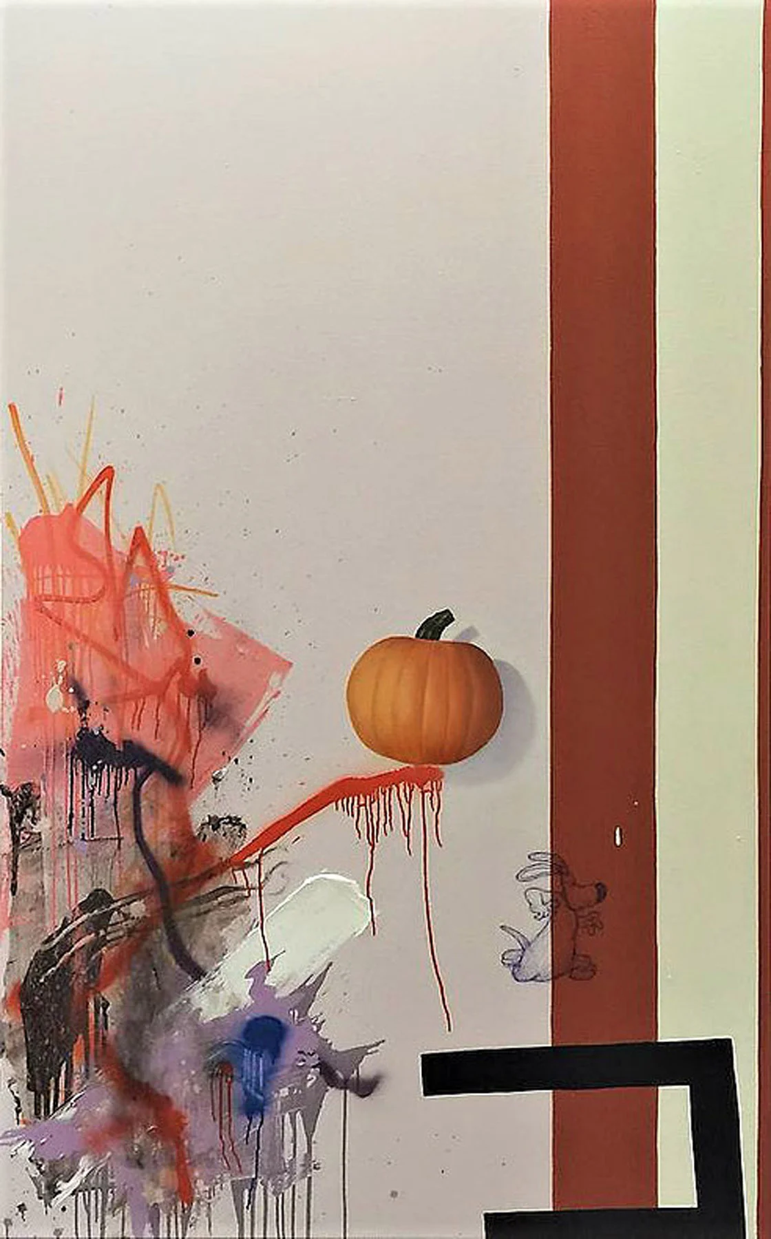 Still Life with Orange Drip and Painted Pumpkin, 2016