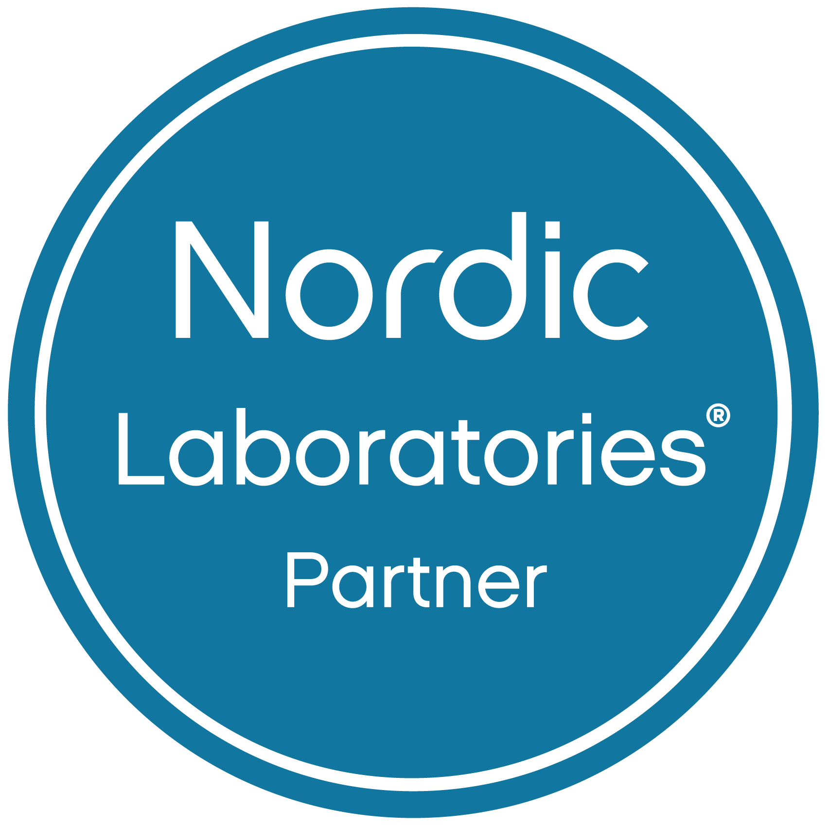 Logo of Nordic Laboratories Partner with white text on a blue circular background.