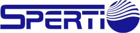 Sperti logo with blue text and a globe icon.