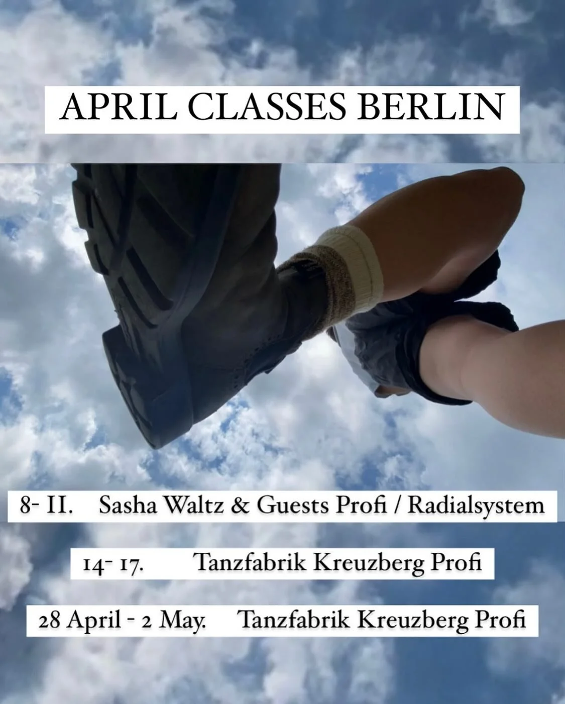 HEY BERLIN! I’m very happy to be leading 3 weeks of profitraining this month — @radialsystem_berlin & @tanzfabrikberlinschule. Mark your calendars & tell your friends. Hope to see you there 🌞