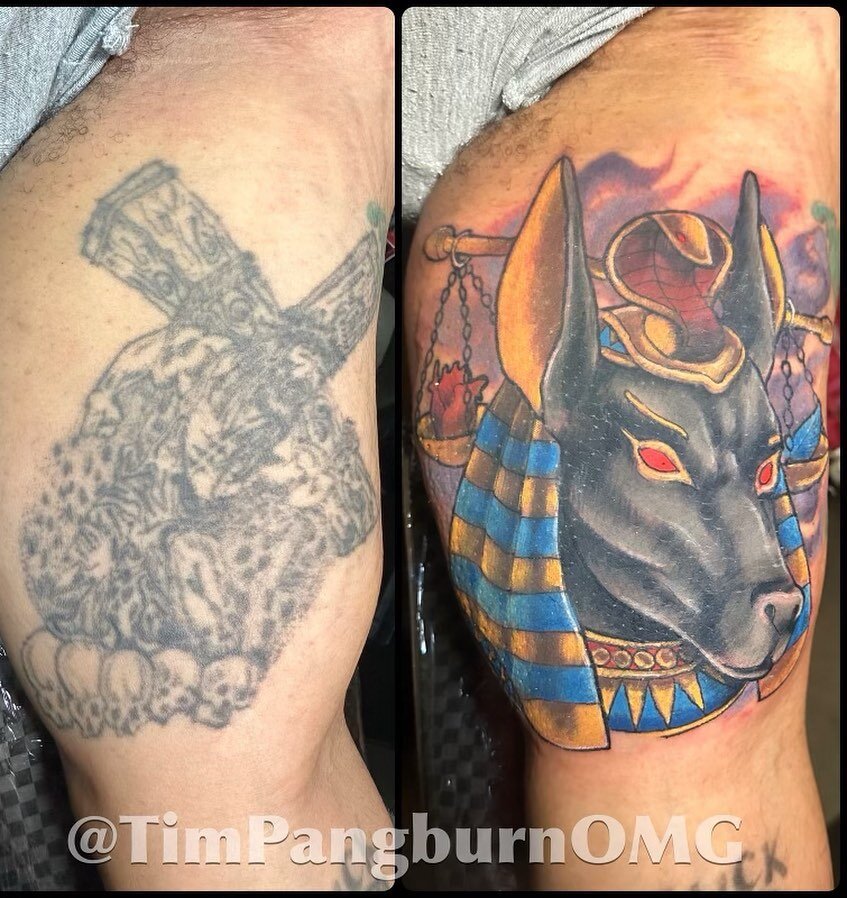 If you have some unwanted tattoos that you&rsquo;re tired of looking at, send an email to @timpangburnomg and he will transform that old tattoo into something new that you love! 
💥
💥
💥
💥
#tattoo #cover #coverup #coveruptattoo #color #colortattoo 