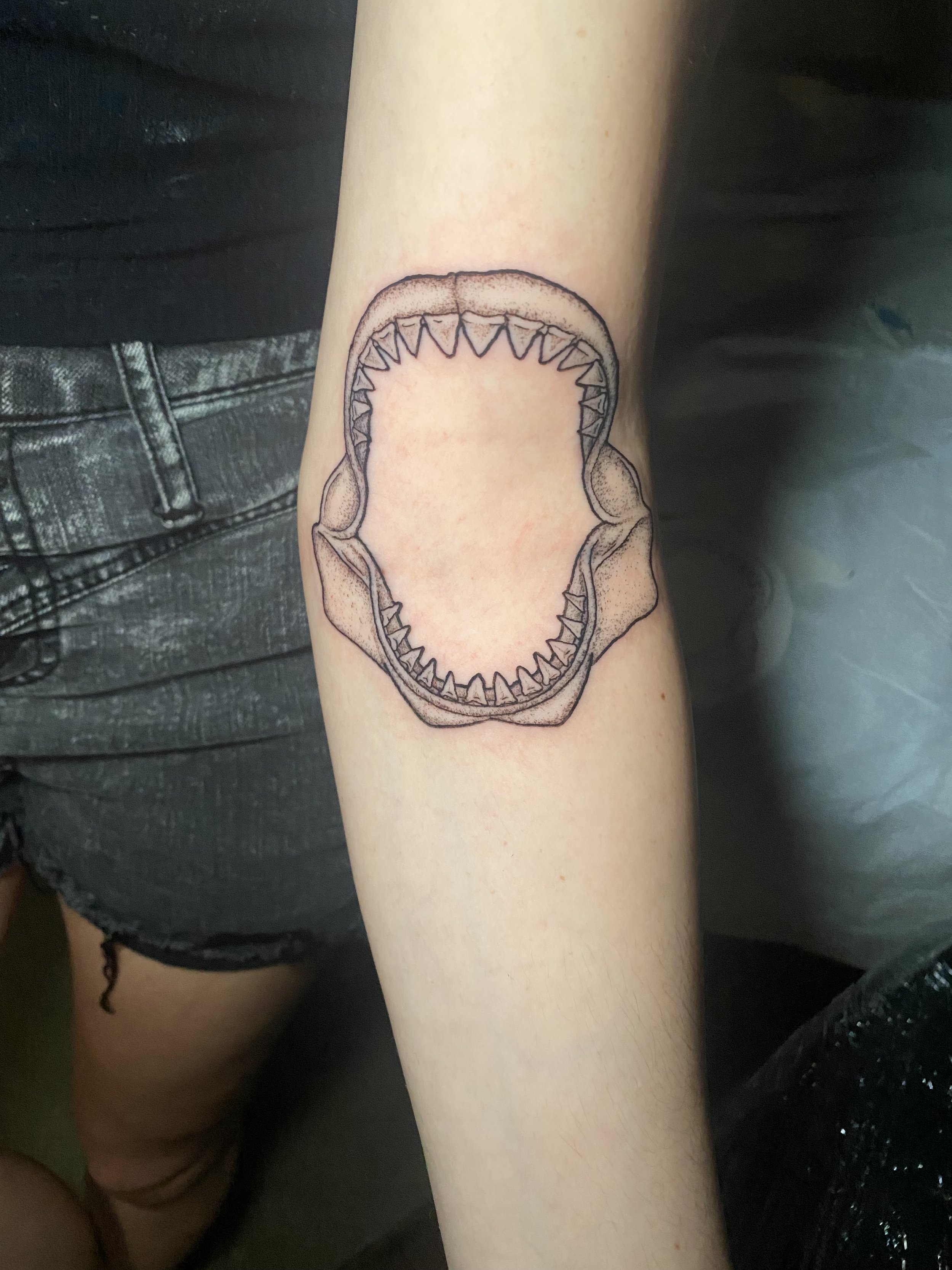 Shark Jaw Tattoo On Elbow