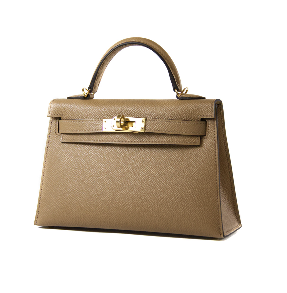 Hermes Mini Kelly 20 Sellier Bag in Black Epsom Leather with Gold Hard –  Mightychic