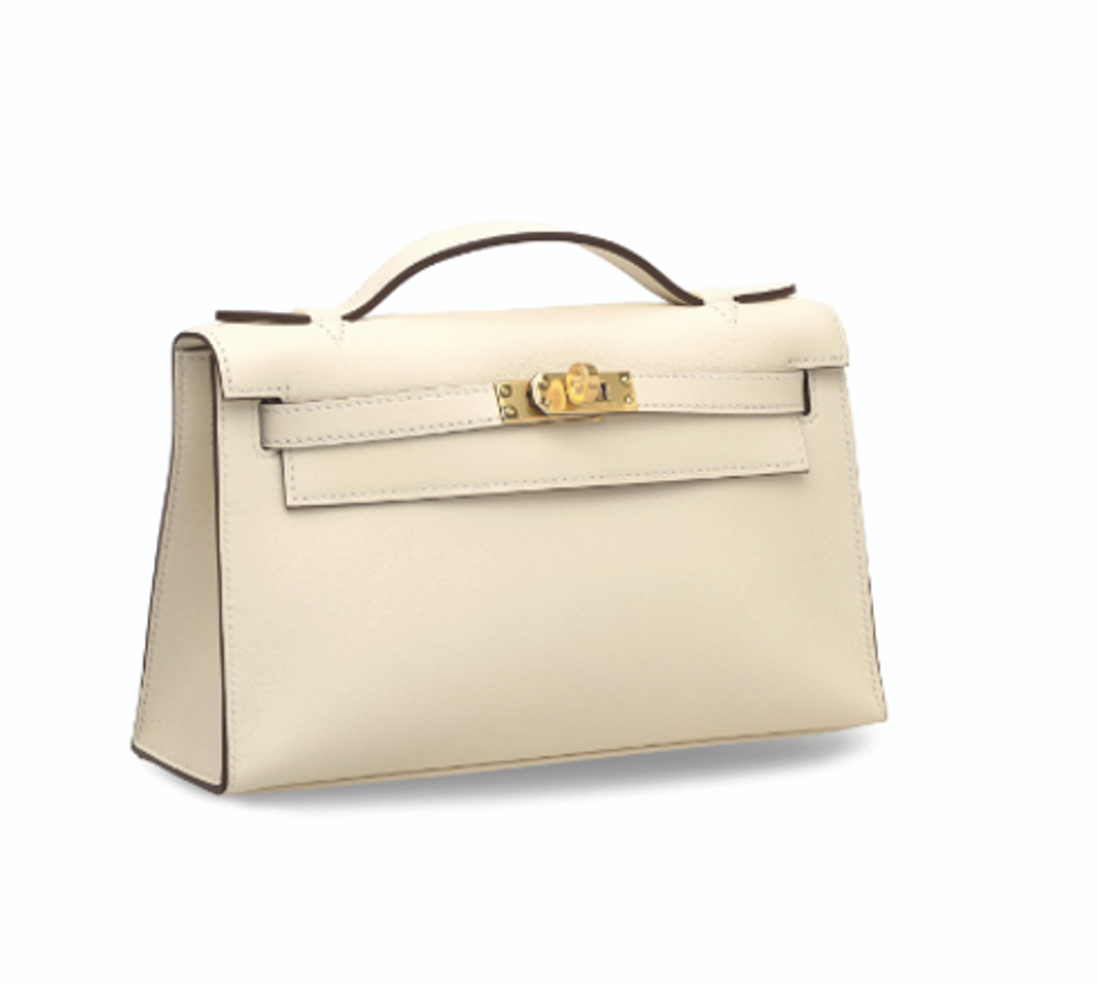 Hermès Kelly Pochette Nata Swift Leather with Gold Hardware — AMAIA