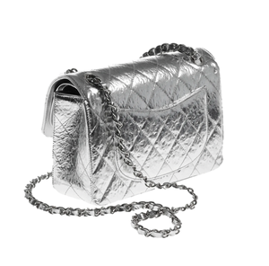 Chanel Small Classic Flap in Metallic Calfskin with Silver