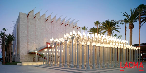 “Urban Light” installation by artist Chris Burden is made up of 202 vintage street lamps