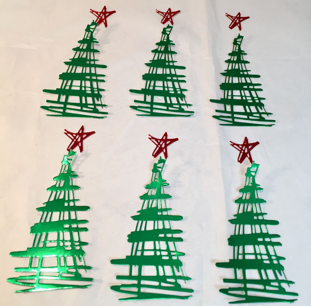 Little Christmas Trees * Glitter Foam * White, Green or White and Green *  Set of Twelve — The Die Cut Shop