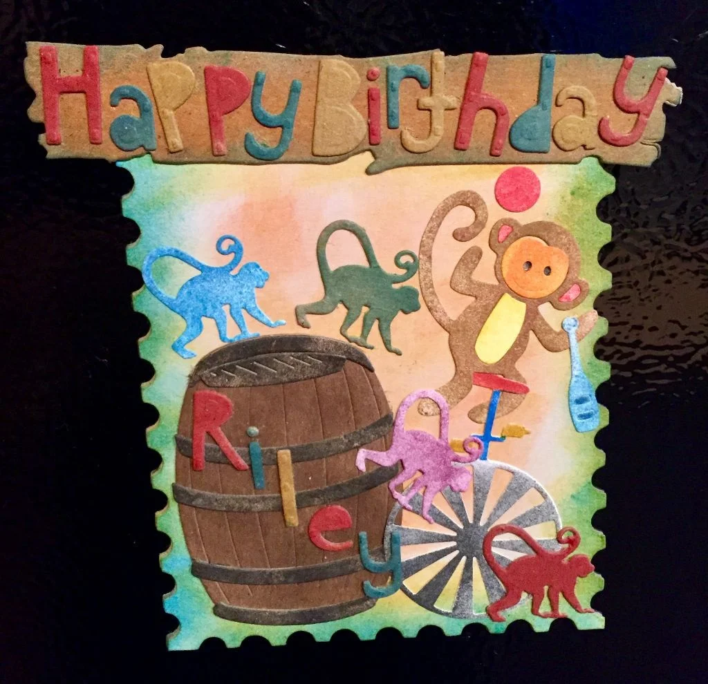 Happy Birthday with Barrel of Monkeys Magnet