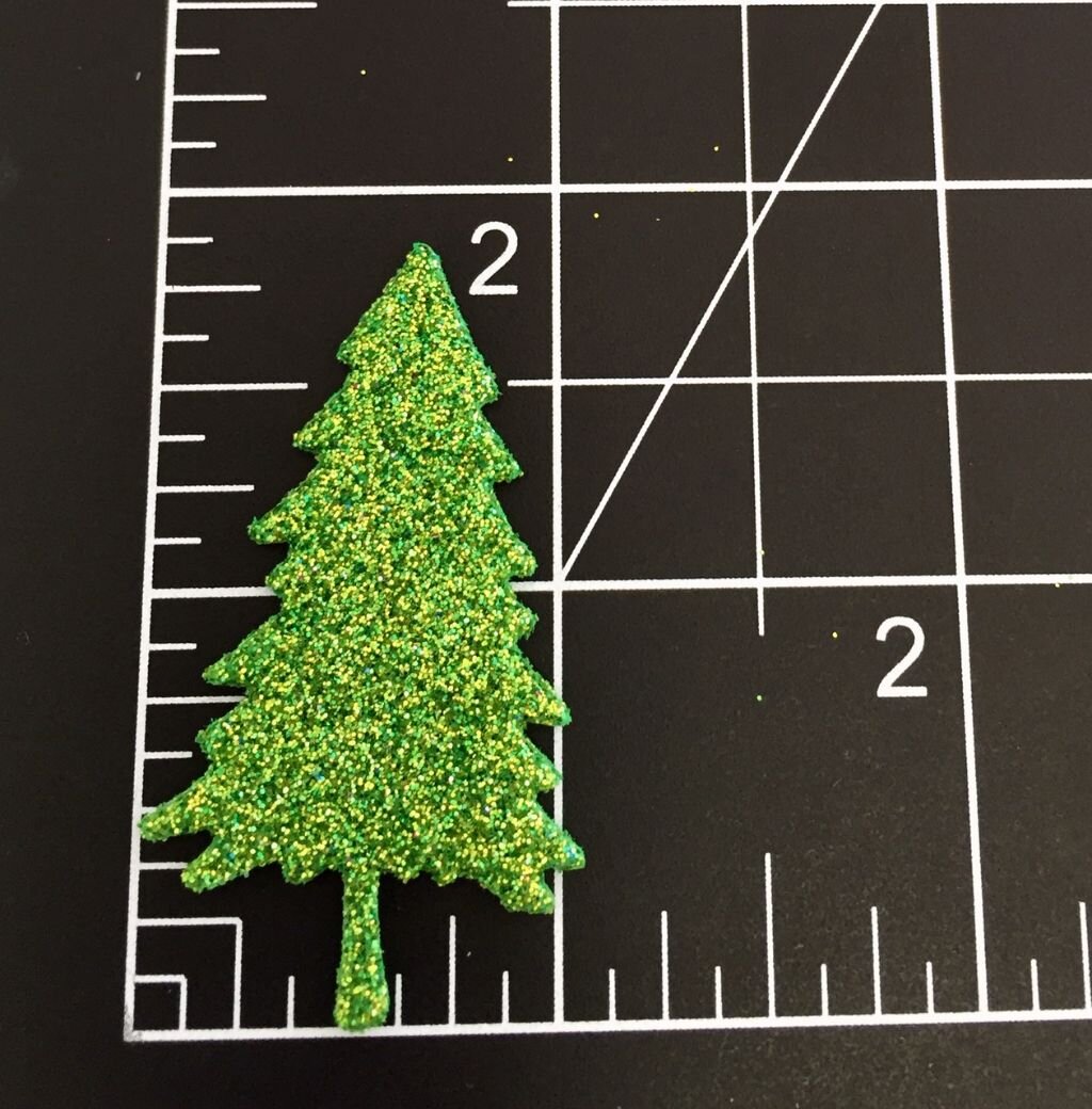 Mini Trees * Set of 24 * Green Glitter Foam — The Die Cut Shop