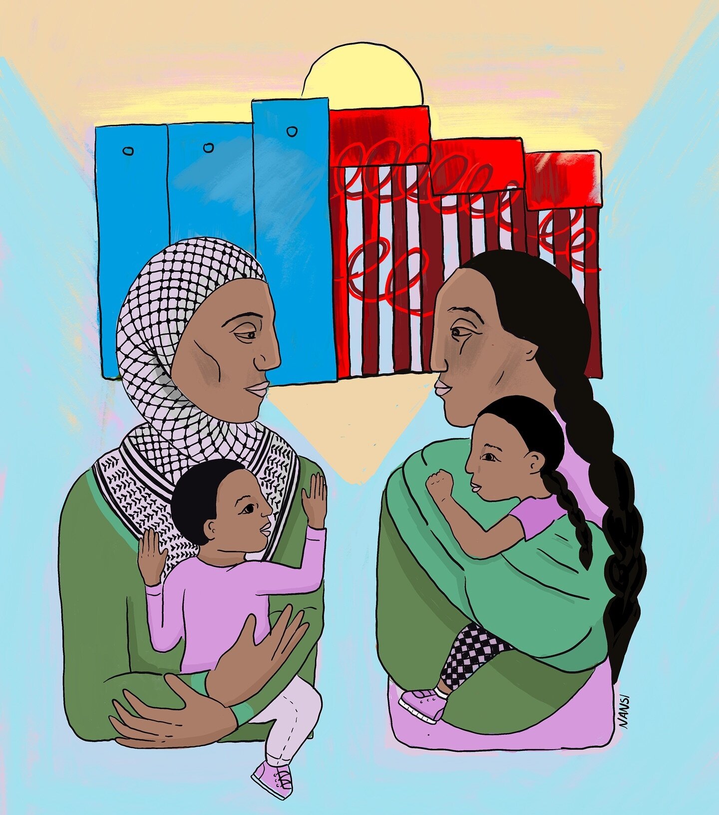 Desde la frontera a Palestina, seremos libres Artwork: Nansi Guevara