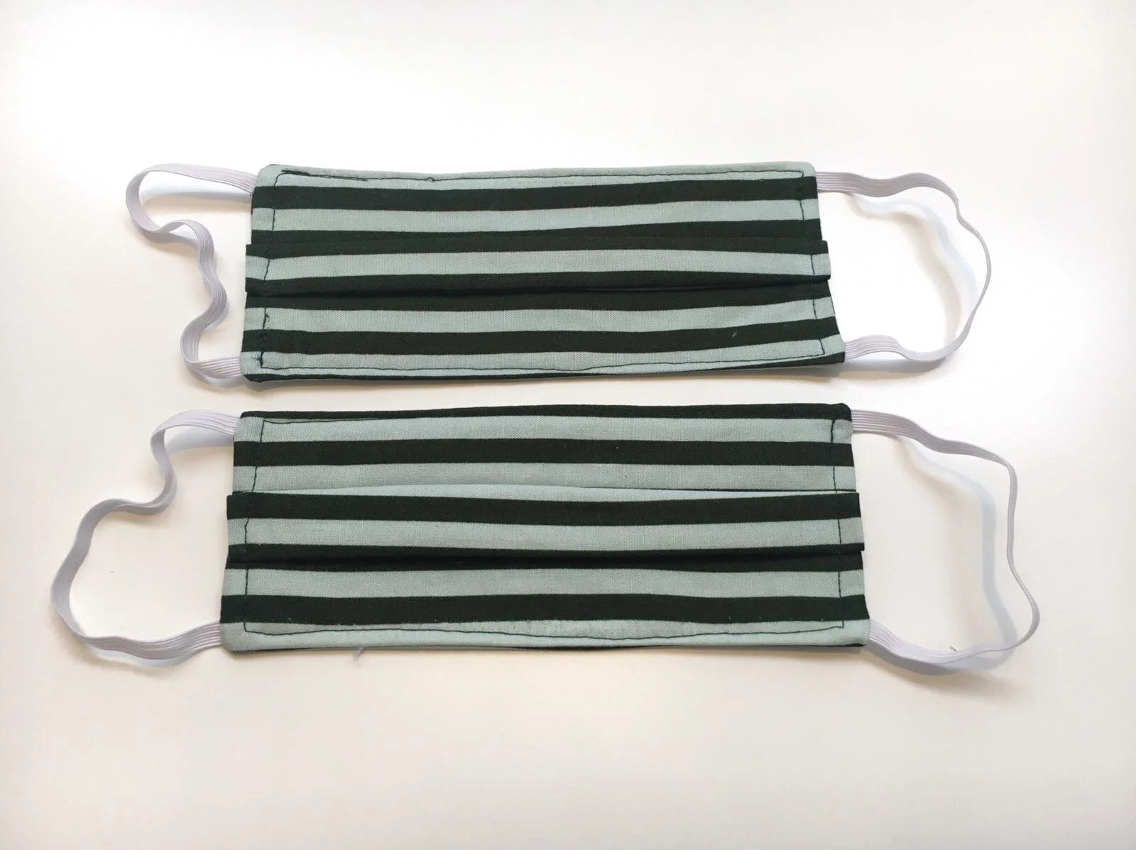 kids: dark green & mint stripes masks