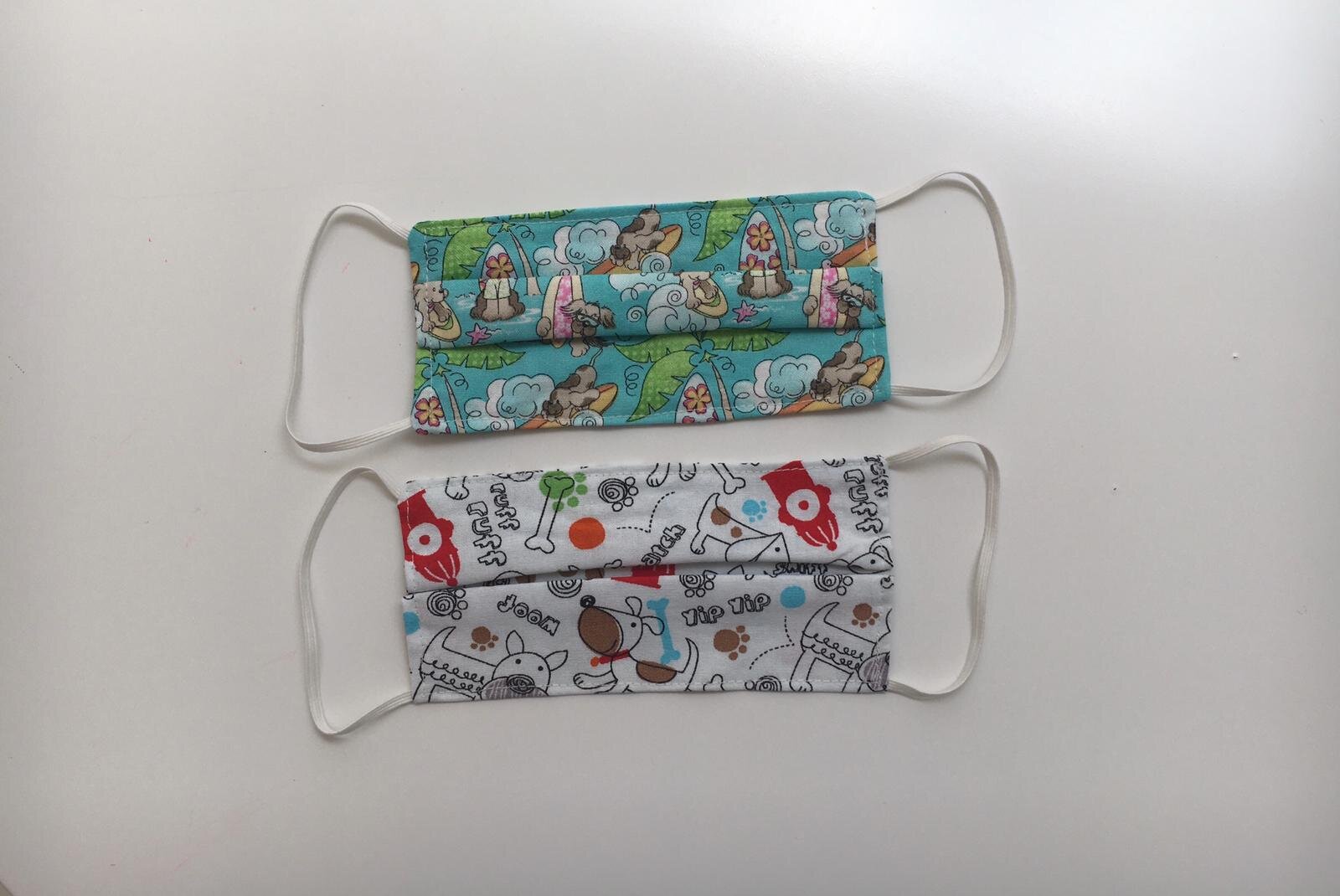 toddler: reversible green + white doggy masks