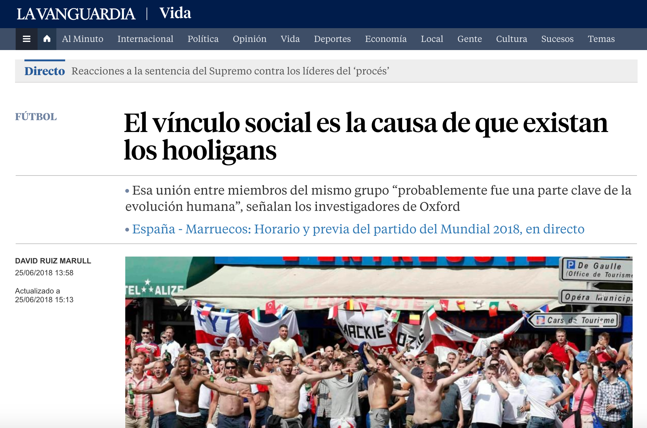 La Vanguardia (Spain) 25 Jun 2018. 