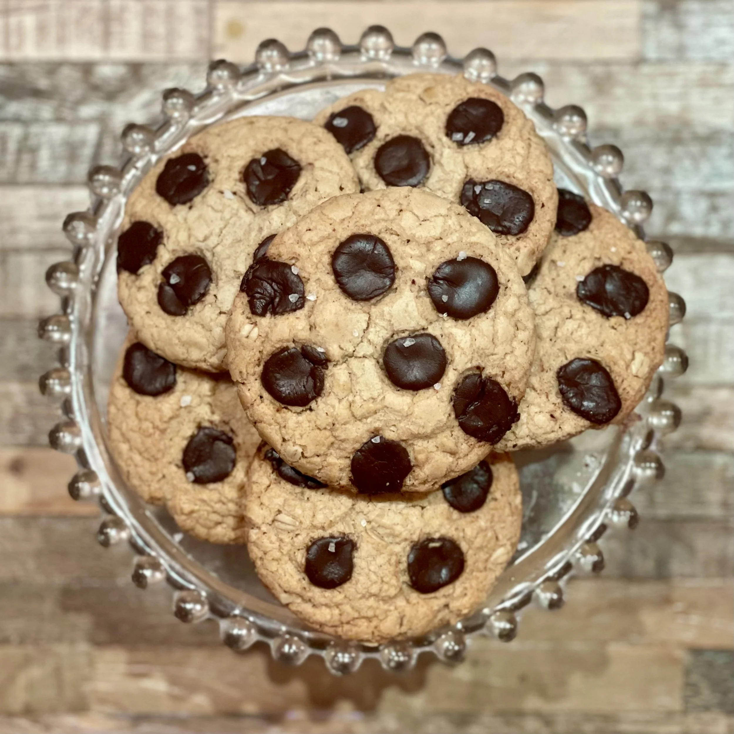 Dark Chocolate Sea Salt Oatmeal Cookies (Gluten Free Option)