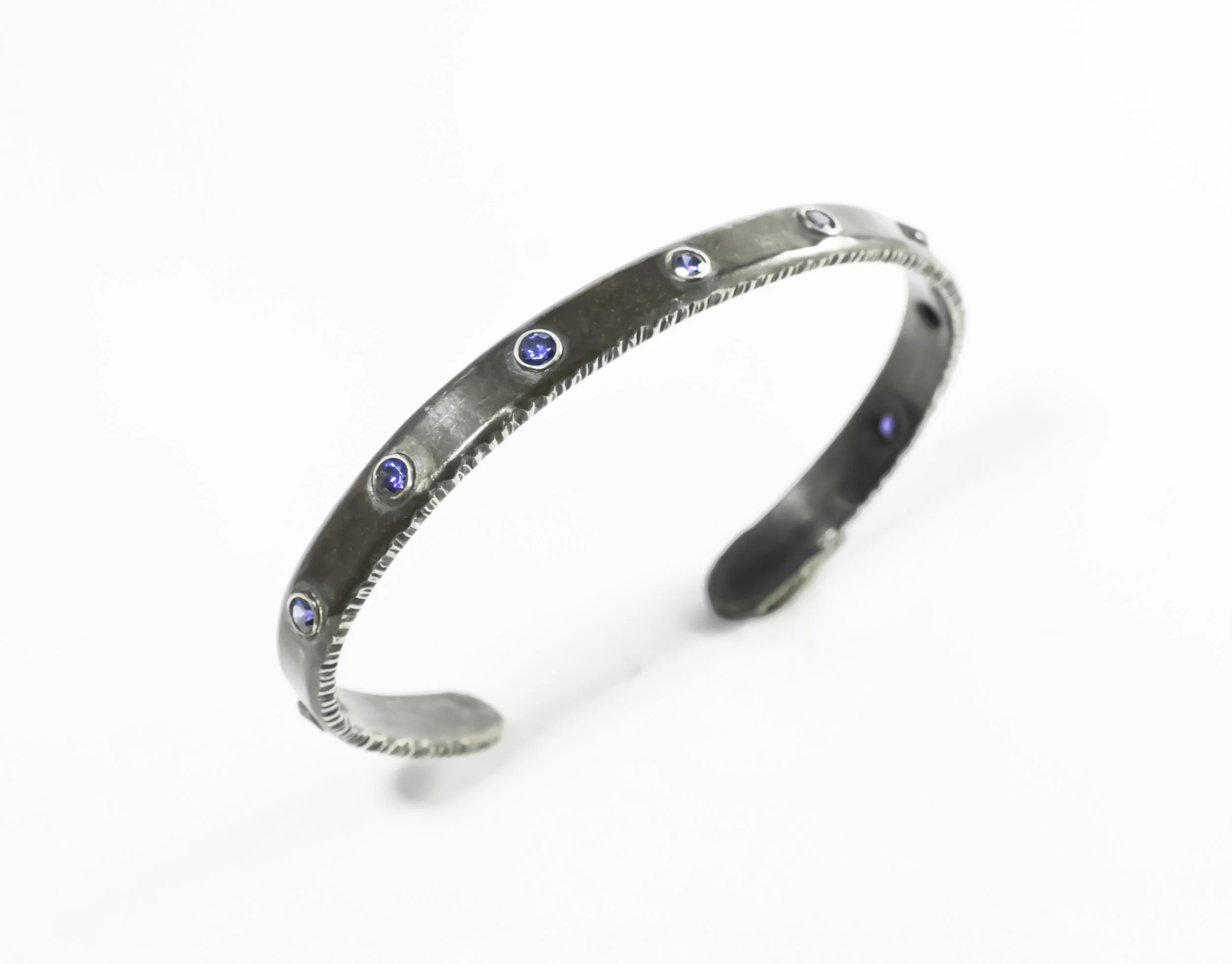 Hammered Stone Flat Band Bracelet 