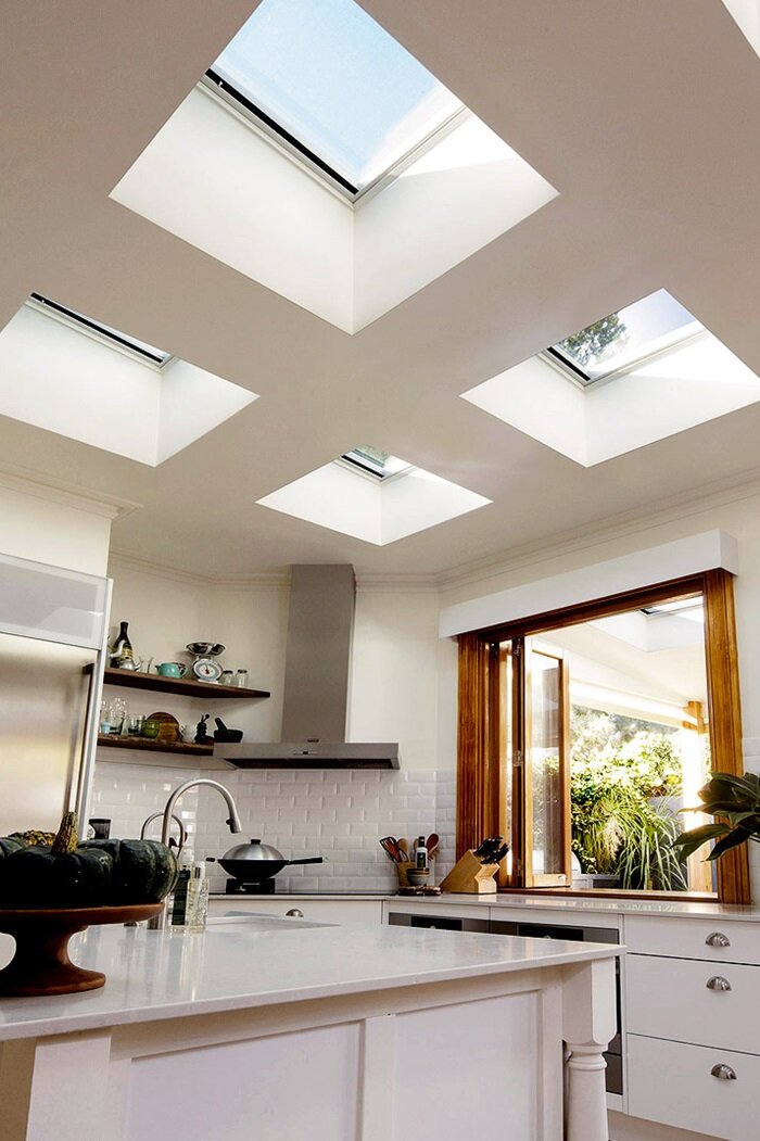 4x Low-Pitch Solar Skylights + 4x Solar Honeycomb Blinds