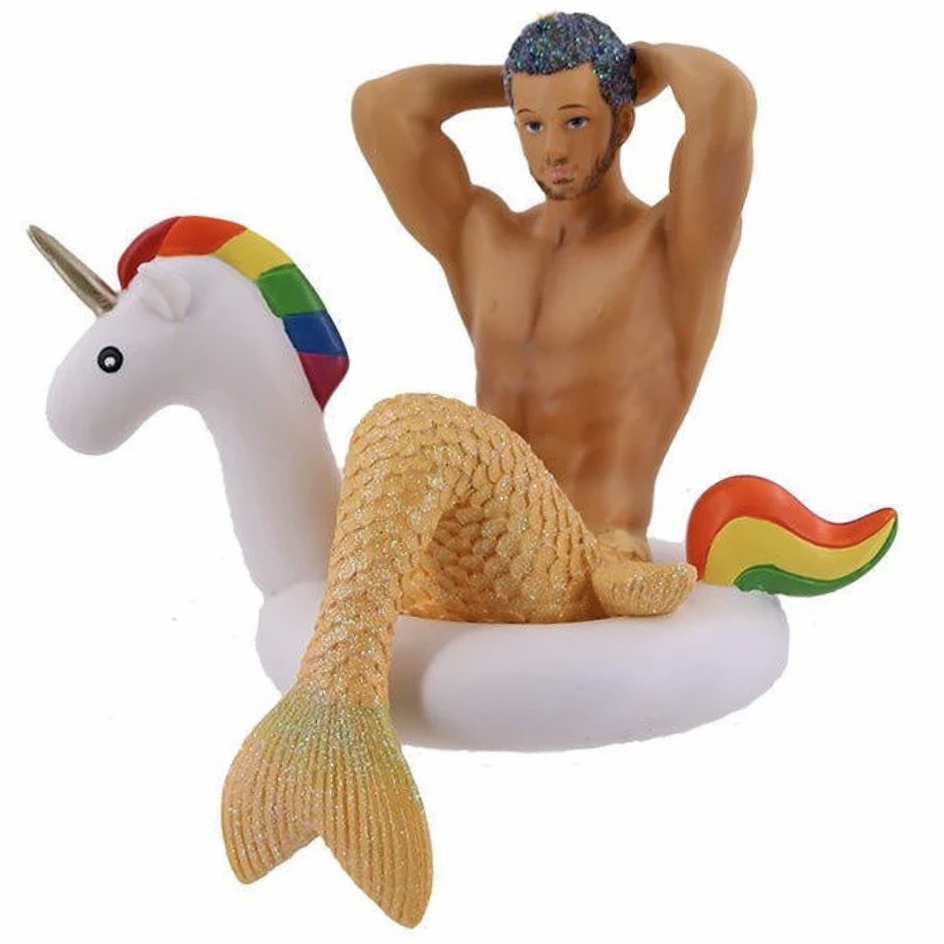 Mr Unicorn Merman (Front) - www.MermanBeach.com