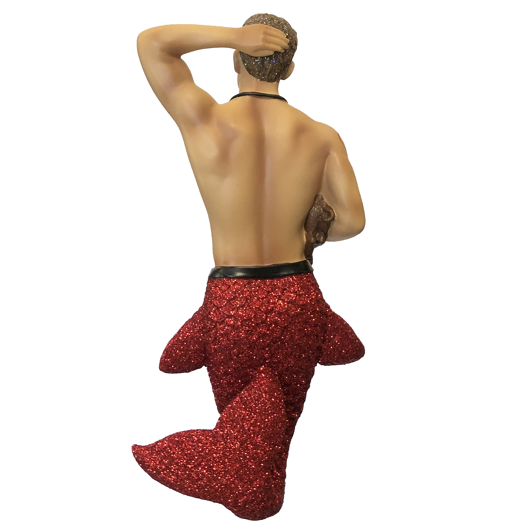 Dr Pet-A-Vet merman ornament rear view - MermanBeach.com