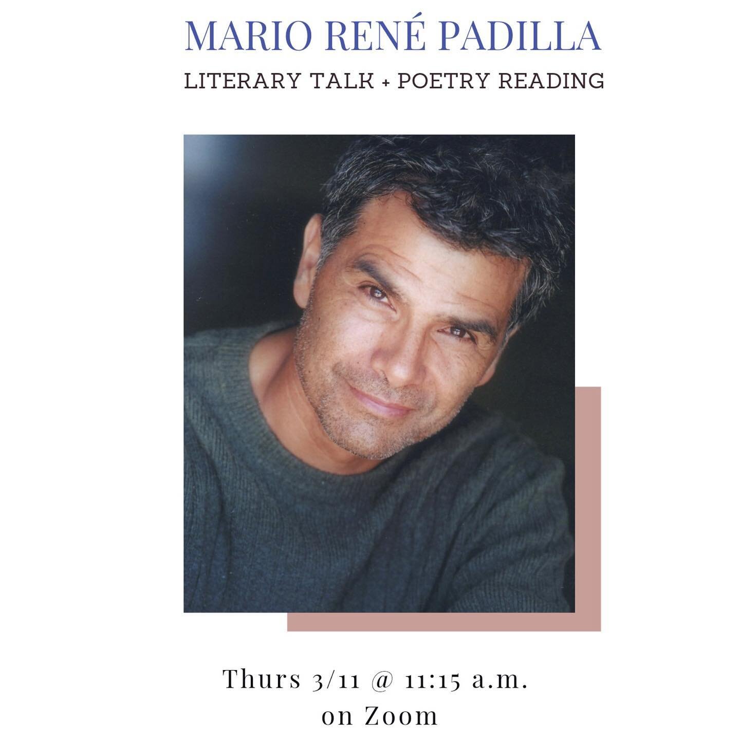 Attention all poets! 

Mario Padilla is doing a live Zoom reading for his latest collection of #poetry published by #pspoets ! 

Link in Bio for the Zoom link on March 11th ! Be sure to join in and hear some amazing work from a talented writer! You c